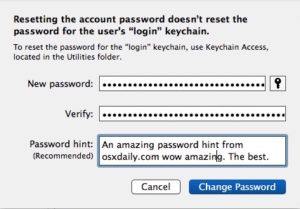 在 Mac OS X 中设置密码提示对于用户帐户