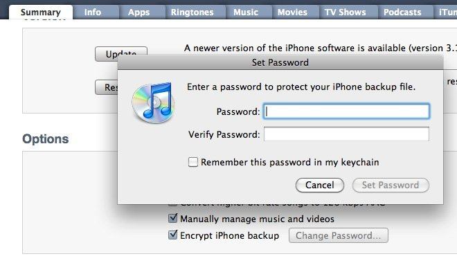 密码保护iphone备份