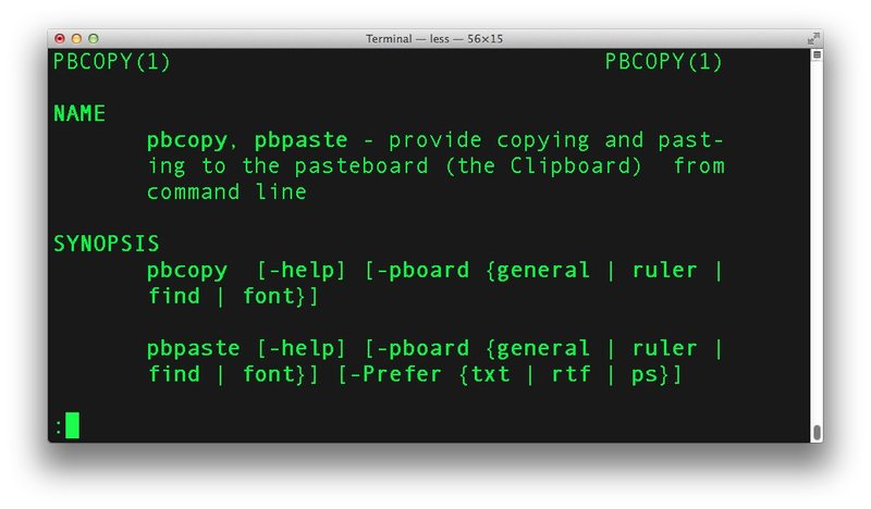 pbcopy 和 pbpaste 是命令行Mac OS X 剪贴板的接口
