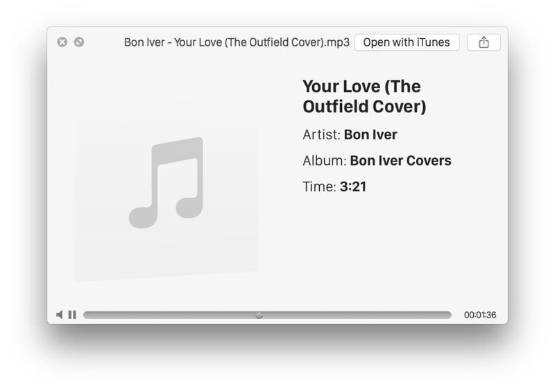 正在播放Mac OS X 快速查看中的音频文件