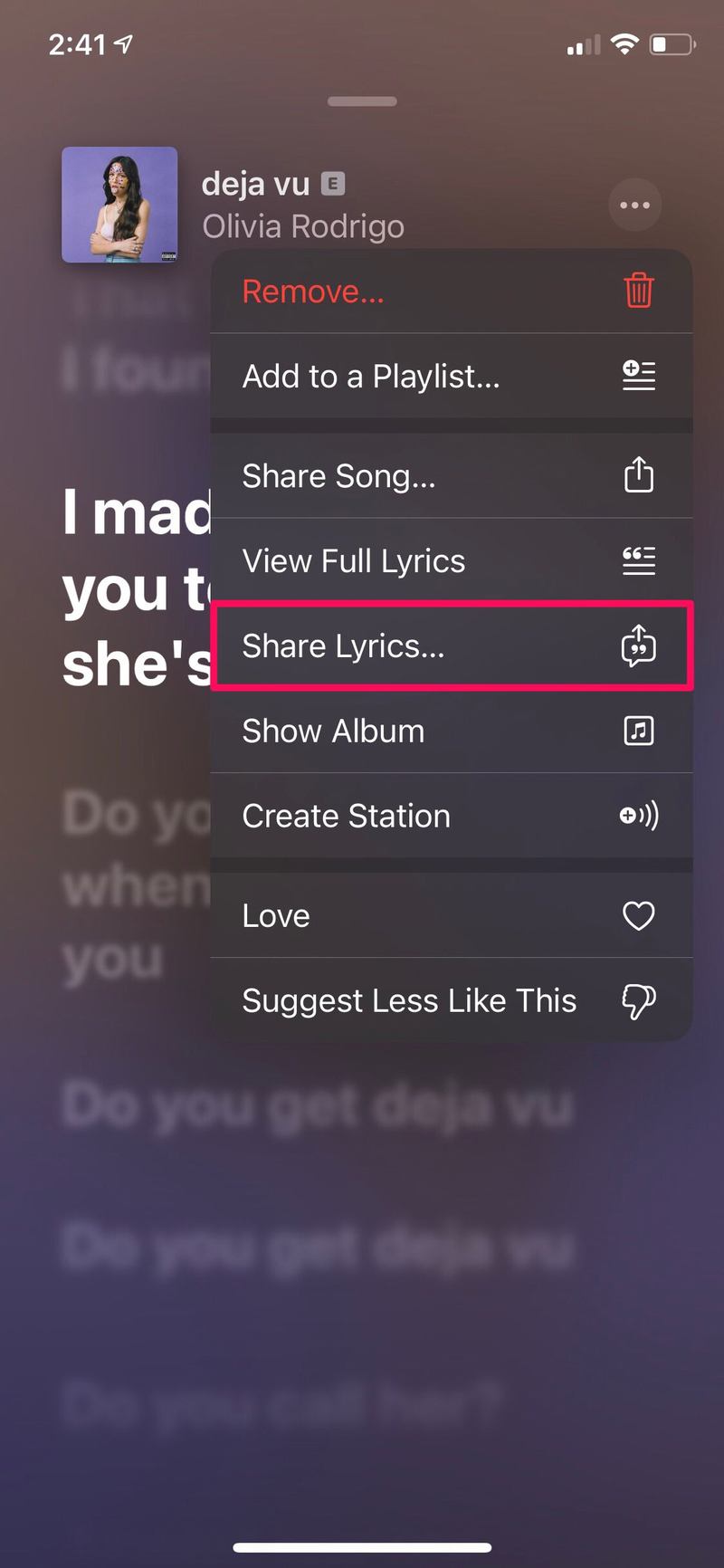 如何将 Apple Music 歌词发布为 Instagram 快拍