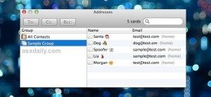 邮件应用中的快速地址面板对于 OS X