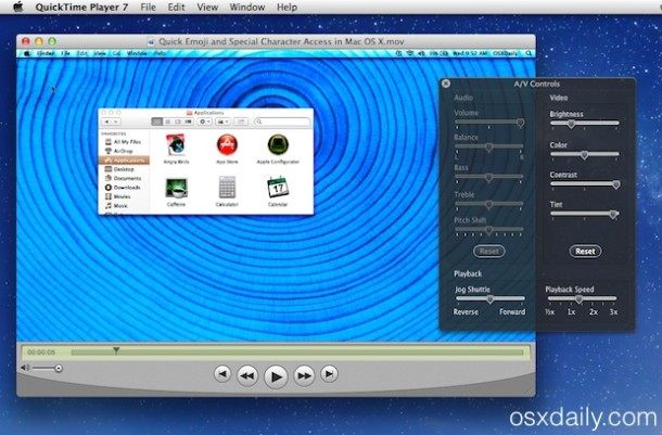 Mac 操作系统中的 QuickTime Player 7 X