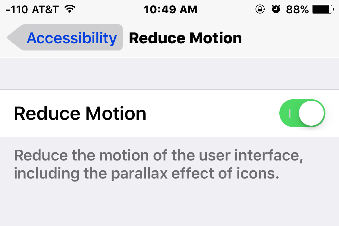 通过减少运动加速 iOS 9