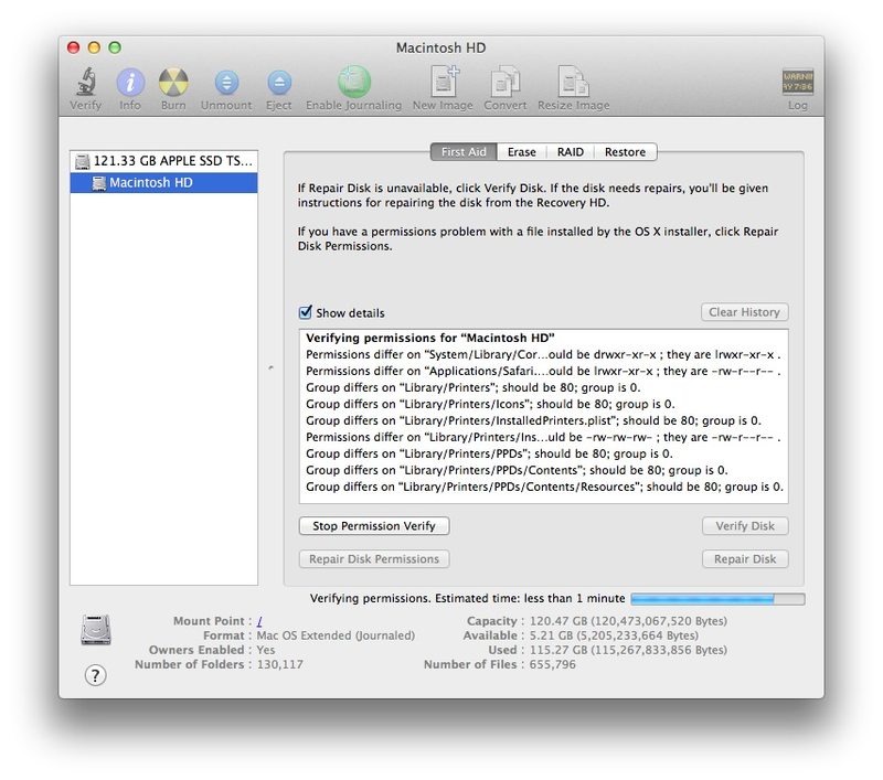 在带磁盘的 Mac 上修复磁盘权限OS X 中的实用程序