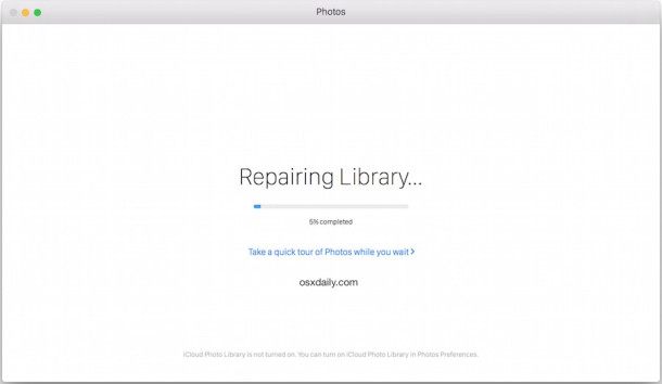 修复 Mac OS X 中的照片库进度指标