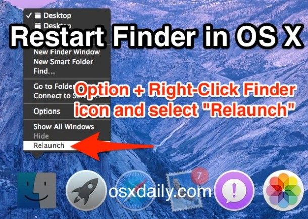 在 Mac OS X 中重启 Finder