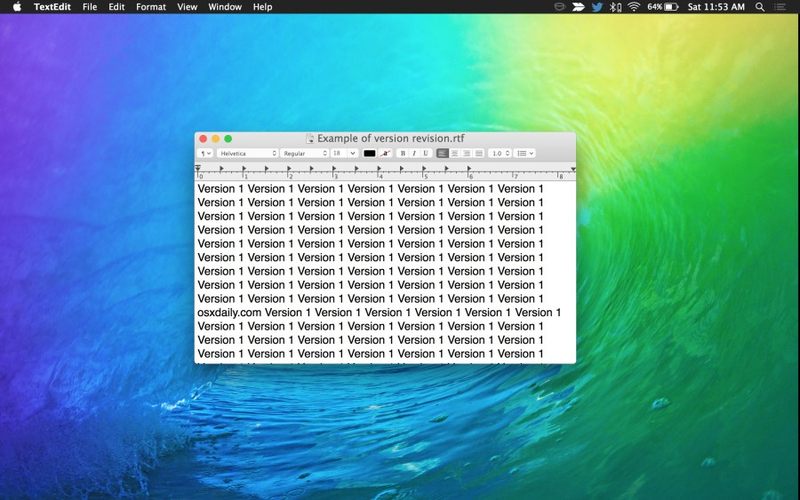 在 Mac OS X 中还原为同一文档先前保存版本的文件