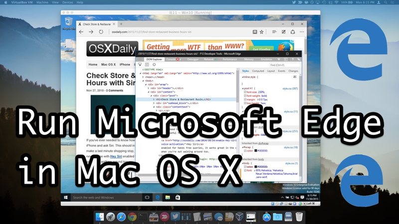 在 Mac OS X 中运行 Microsoft Edge一个虚拟机”/>  </p>
<p>Microsoft Edge 是 Microsoft 的最新 Web 浏览器，旨在在桌面 PC、Surface 和 Windows Phone 的最新版本 Windows 中取代 Internet Explorer。虽然大多数 Mac 用户可能不需要访问或使用 Microsoft Edge 网络浏览器，但 Mac OS X 中的其他用户可能需要使用 Edge 才能访问特定网站，而对于 Web 开发人员和网页设计师来说，需要使用各种各样的 Web 浏览器尤为常见用于测试目的的浏览器。因此，我们将向 Mac 用户展示如何在 Mac OS X 中直接免费运行 Microsoft Edge。</p>
<p>本演练将侧重于使用虚拟机在 OS X 中运行和测试 Microsoft Edge，这是目前在 Mac 上运行 Edge 的唯一方法，无需使用 Boot Camp 或完整的 Windows 10 安装.最终 Microsoft Edge 将通过 Azure 提供，类似于 OS X 用户可以<a href=
