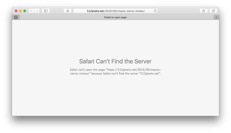 Safari cant find server failed to open page macOS Sierra Safari networking issue