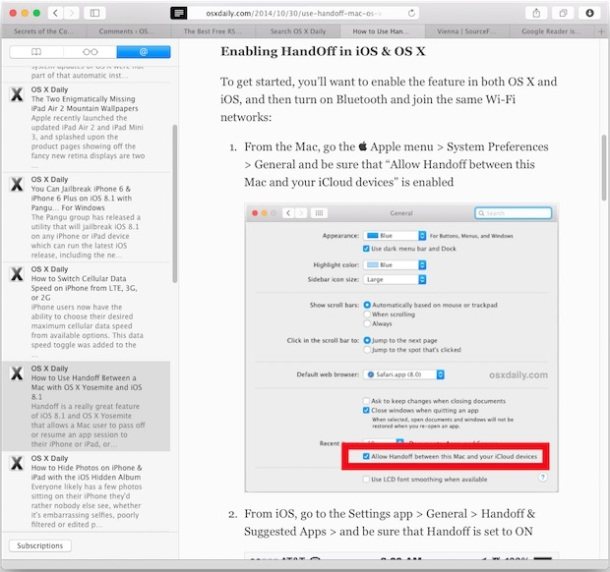 Mac OS 中的 Safari RSS 阅读器X