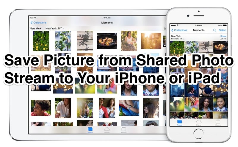保存一个从照片流共享到本地 iPhone 或 iPad 存储的图像