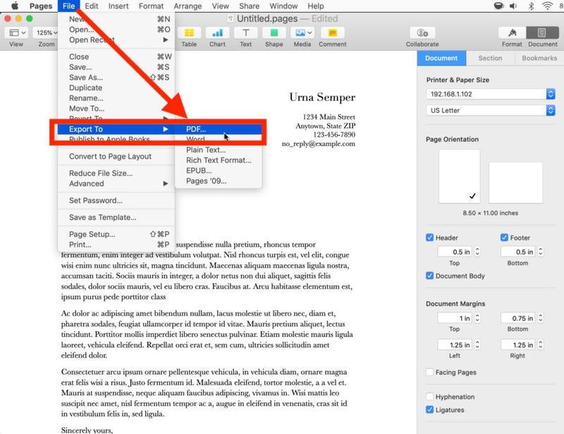 如何转换 Pages 文件在 Mac 上转为 PDF