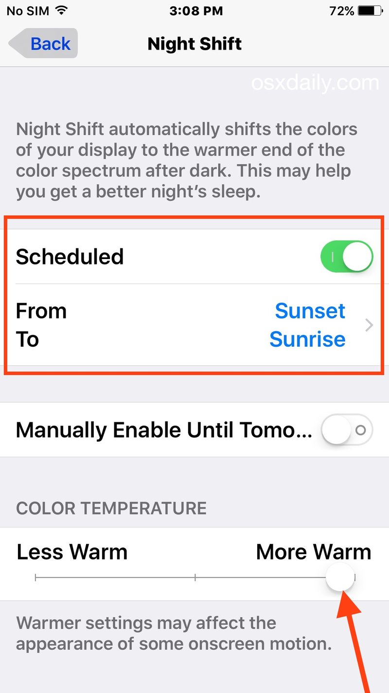 将夜班设置为从iOS 中的日落到日出