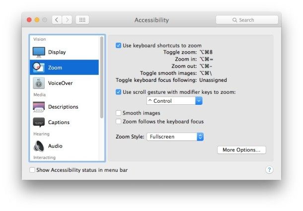 Mac OS X 中的屏幕缩放