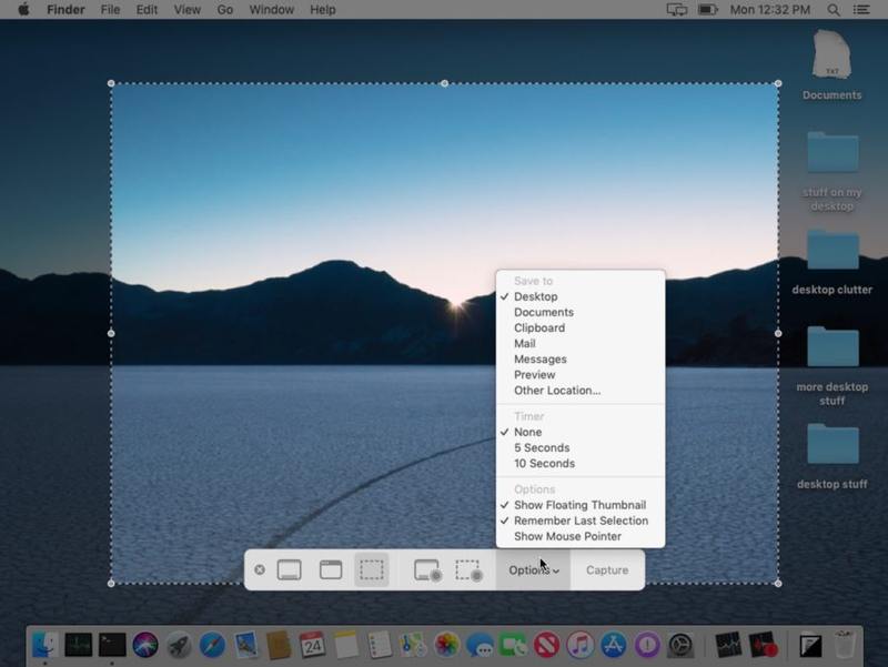 新截图工具和选项Mac 操作系统 Mojave