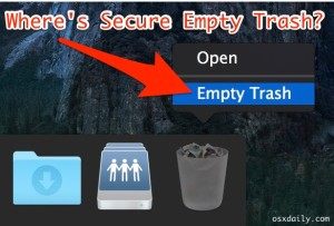 安全清空垃圾箱等效项在 OS X 中 