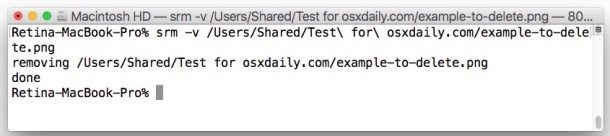 使用 srm 安全删除文件，例如 OS X 中的安全清空垃圾箱