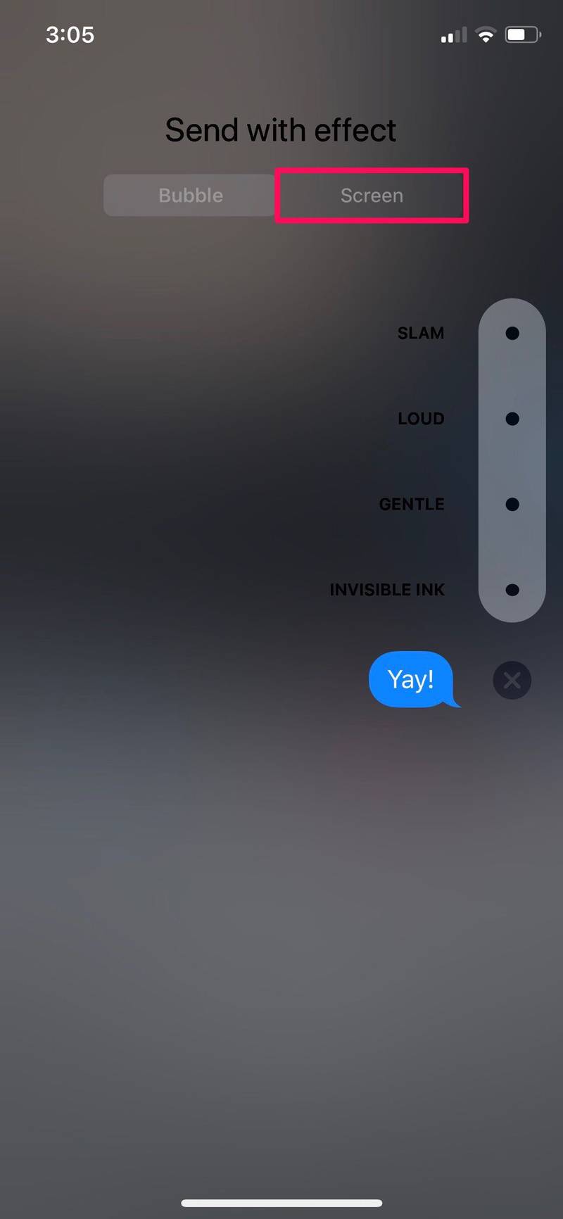 如何从 iPhone 和 iPad 发送 iMessage 屏幕效果