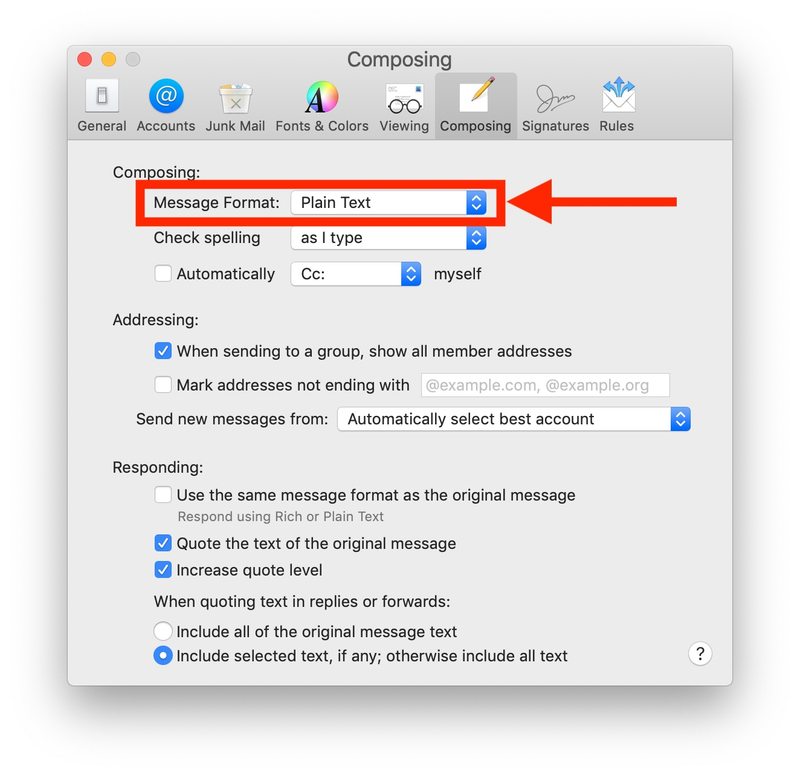 如何发送普通邮件Mac 上的文本