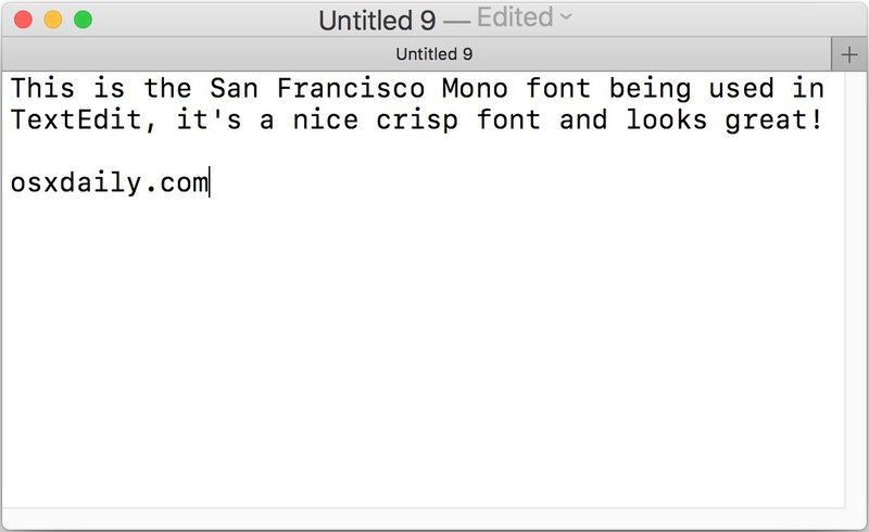 Mac OS 中的 SF Mono 字体