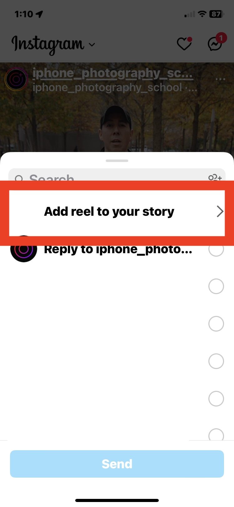如何分享卷轴或在 Instagram 上发布您的故事