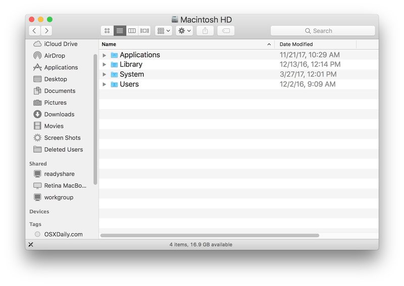 隐藏文件在 Mac OS 中不可见