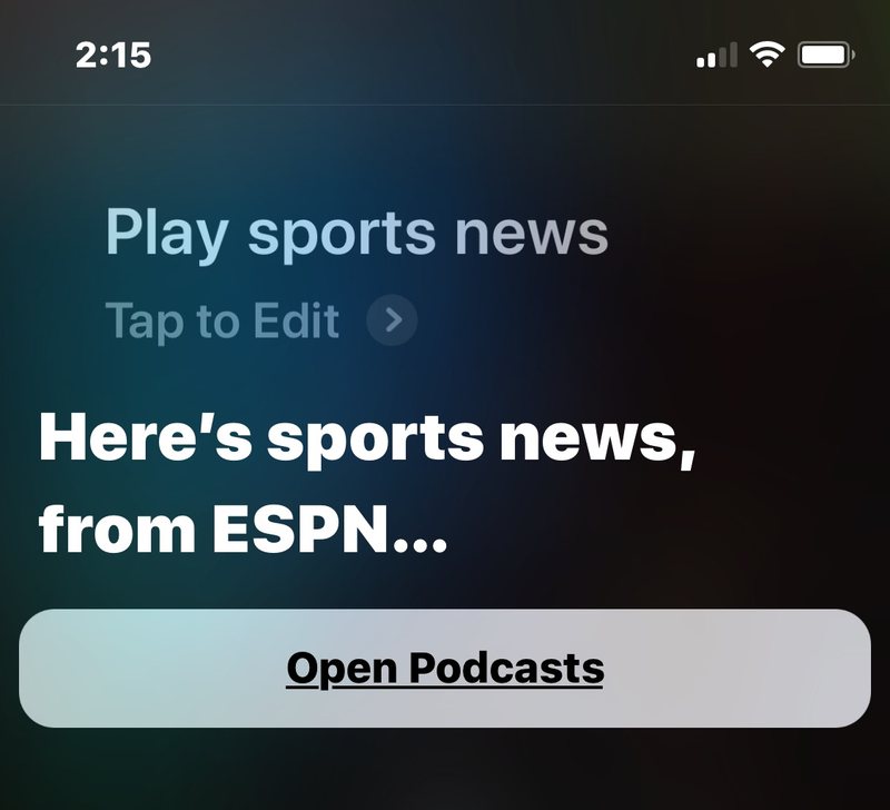 从 Siri 播放体育新闻