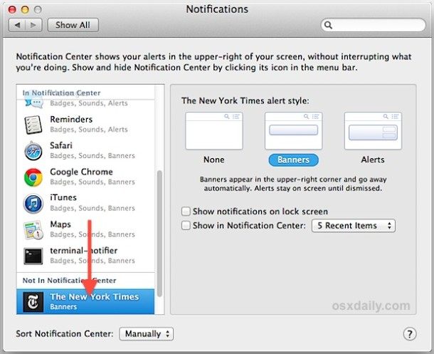 在 OS X 中停止网站通知