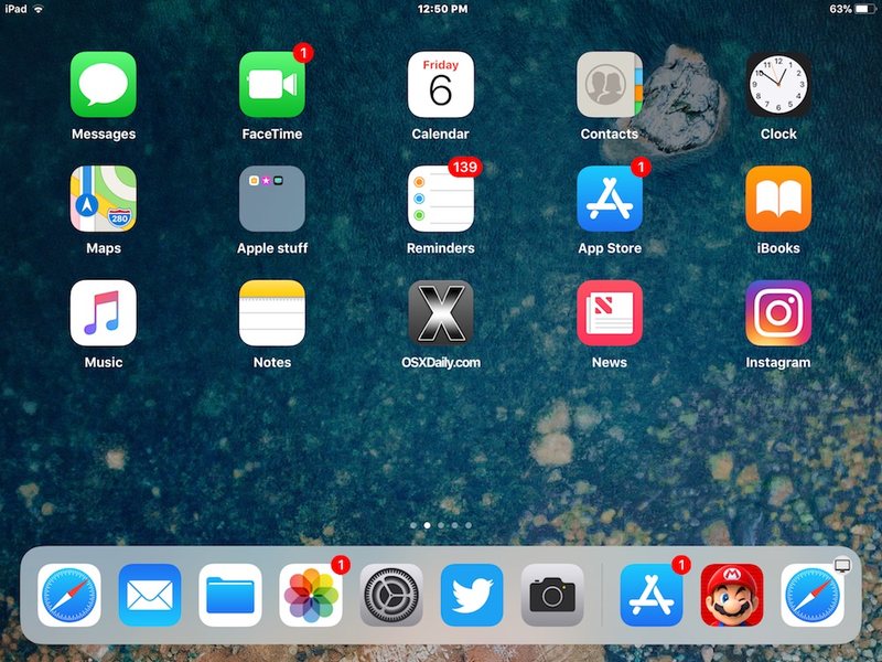 最近的应用程序和建议的应用程序在 iPad 的 Dock 中可见