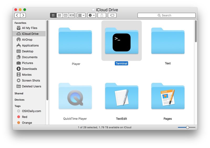 通过 Mac 上的 iCloud Drive 的 iOS 终端