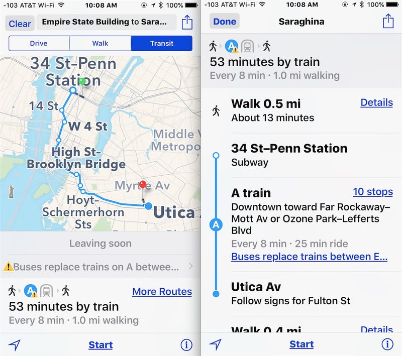 在 iOS 地图中获取公交路线