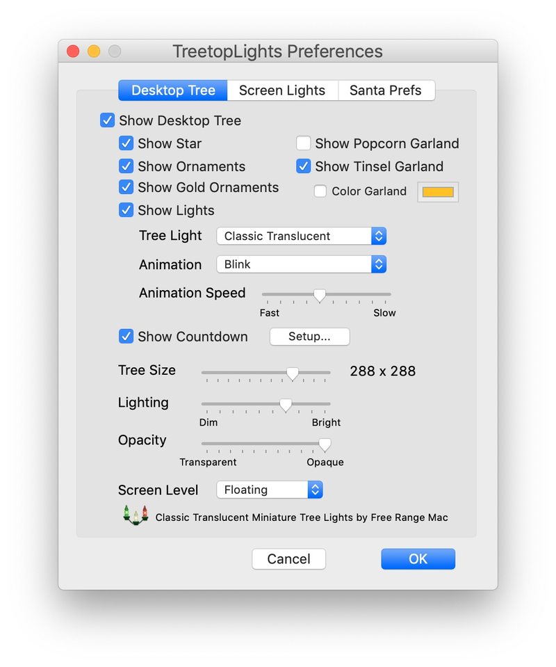 TreetopLights Mac 偏好设置