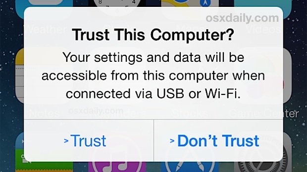如何重置在 iOS 中信任此计算机警报