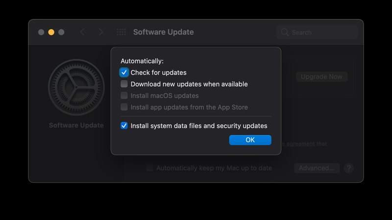 关闭自动 macOS系统软件更新