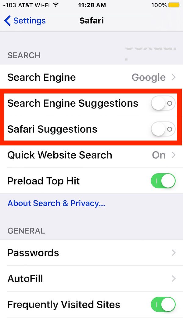 在 iOS 中禁用 Safari 建议