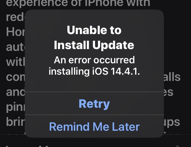 无法安装更新- 安装 iOS / ipadOS 时发生错误