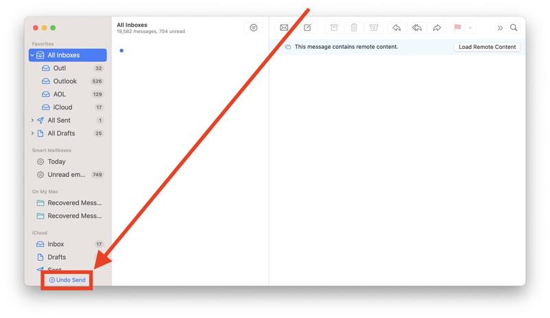 在 Mac 邮件应用程序上撤消发送电子邮件