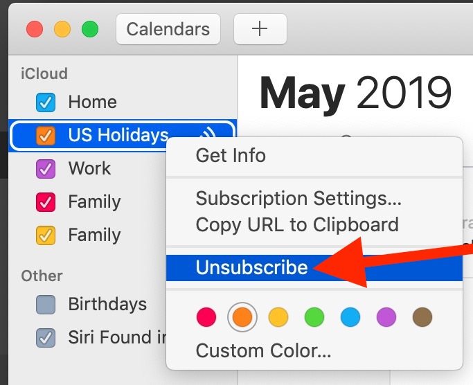 如何在 Mac 上取消订阅和删除假日日历