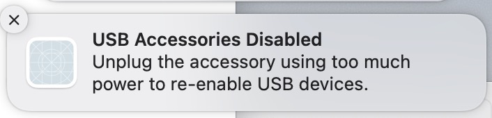USB 附件禁用 Mac 错误
