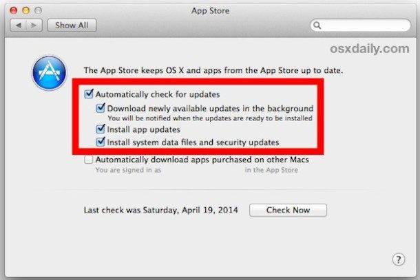 在 Mac OS X 中使用自动更新
