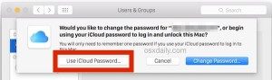 选择使用 iCloud 密码登录 Mac 并在 OS X 登录窗口解锁 Mac
