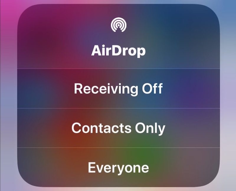 在 iOS 11 控制中心使用 AirDrop