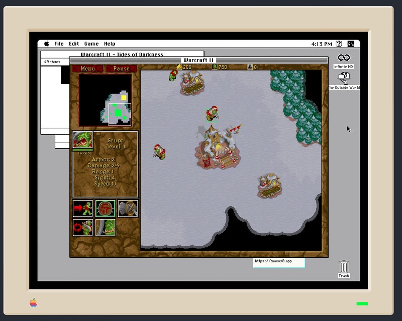 魔兽争霸2运行在Macintosh System 7中网络浏览器