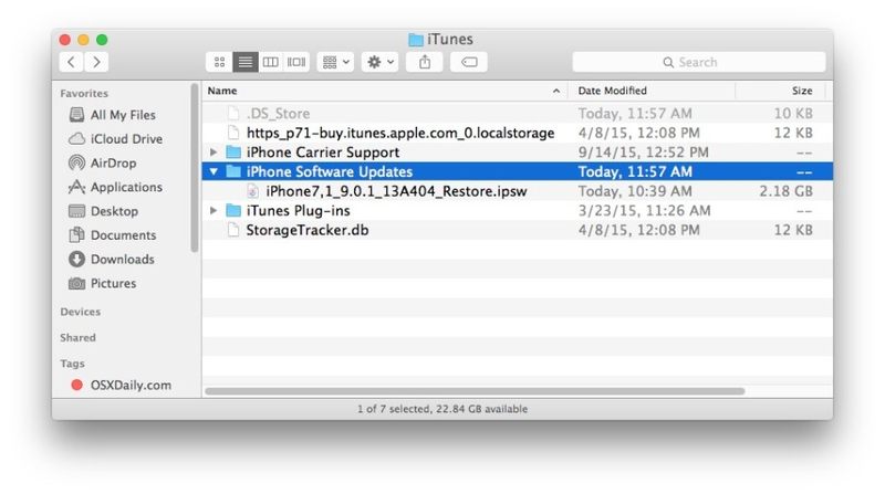  iOS IPSW 文件在 Mac OS X 上的位置
