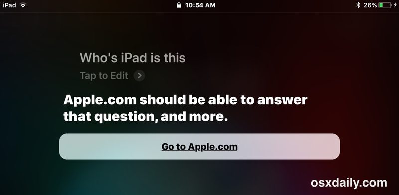 Siri 认为 iPad 所有者在 Apple 网站上，所以你必须询问有关 iPhone 的问题
