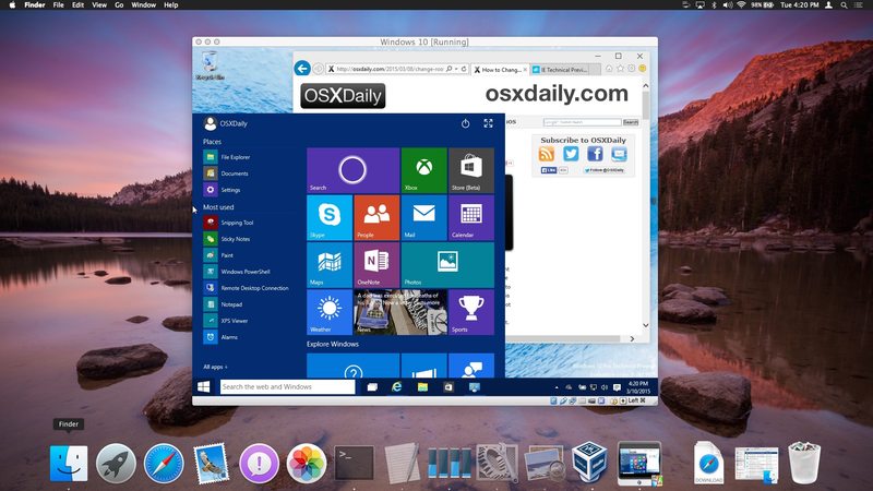 Windows 10 在 Mac OS 上的虚拟机中运行X