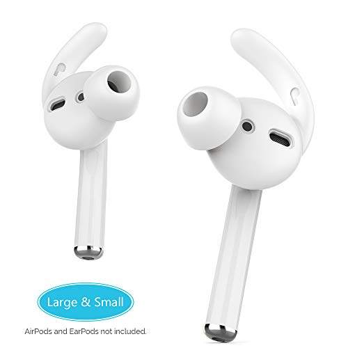 AhaStyle 硅胶耳挂耳塞套[音质增强] 兼容 Apple AirPods 2和 1 个或 EarPods[2 对 - 大号和小号]（透明）