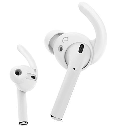 EarBuddyz Ultra 耳钩和耳罩，兼容 Apple AirPods 1 和 AirPods 2 或 EarPods采用低音增强技术（中、白色）