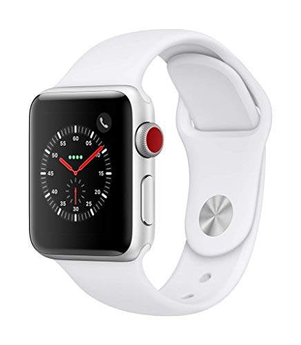 Apple Watch Series 3（GPS + 蜂窝网络，38 毫米）- 银色铝制表壳，带白色运动表带